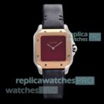 Swiss Replica Cartier Santos Two-Tone Red Dial Quartz Ladies Watch 